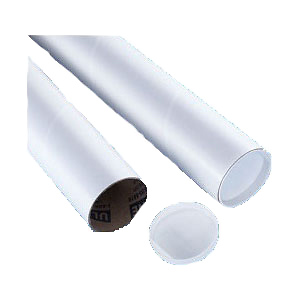 3 x 18 in White Tubes with End Caps - .060 in. thick Image 0