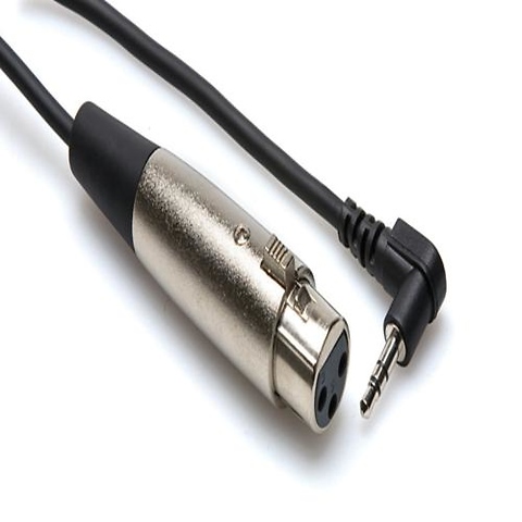 Microphone Cable, XLR3F to Right-angle 3.5 mm TRS, 1 ft Image 0