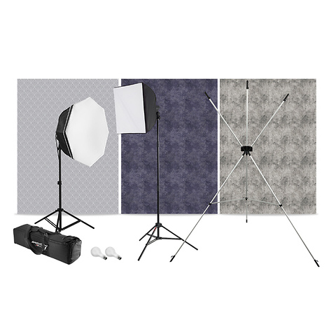 uLite 2-Light Kit with X-Drop Stand and 3 Backdrops Image 0