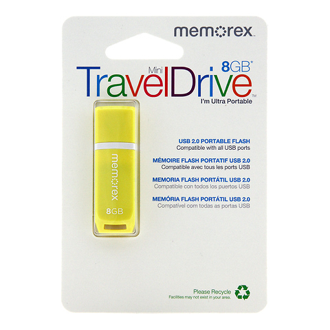 8GB Mini USB 2.0 Flash TravelDrive - Yellow Image 2