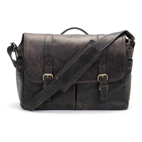 The Brixton Camera/Laptop Leather Messenger Bag (Dark Truffle) Image 0