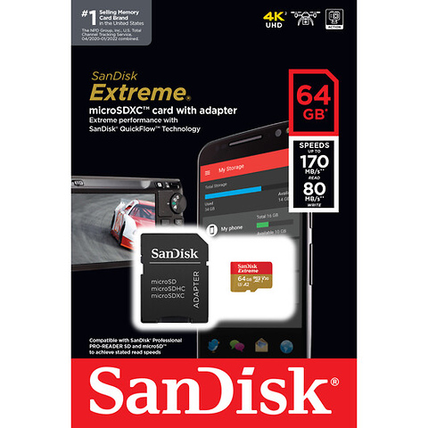 64GB Extreme UHS-I microSDXC Memory Card with SD Adapter Image 3
