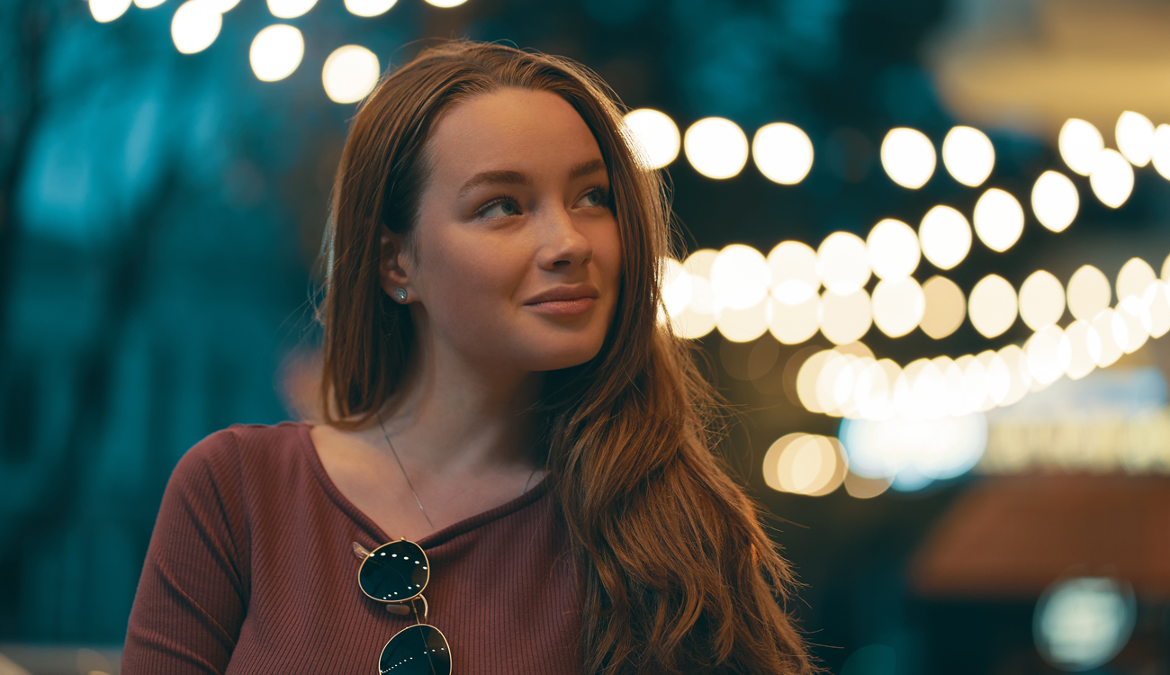 Girl with Lights in the Background