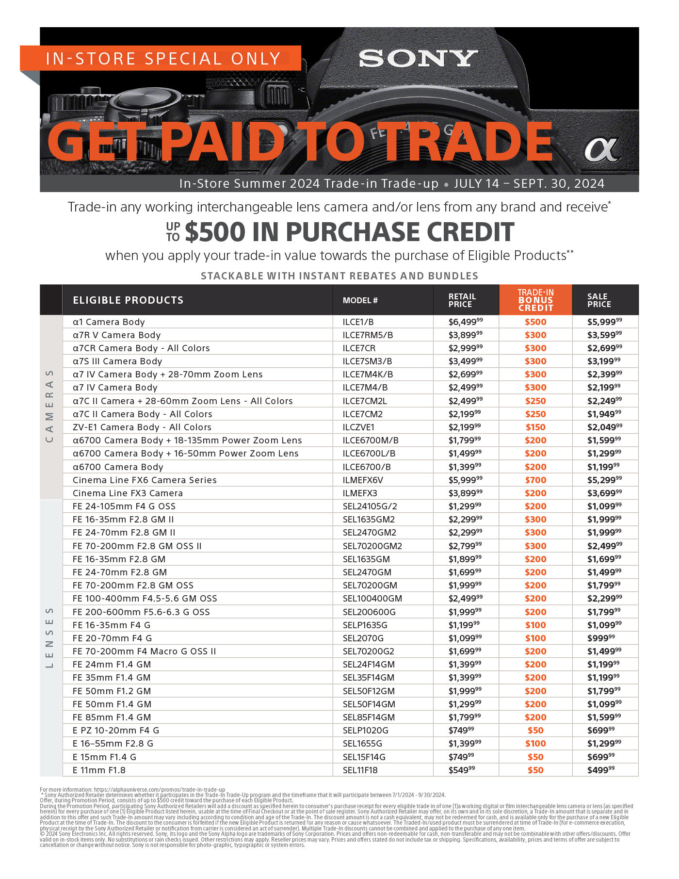 Sony July 2024 - 1 Trade-In