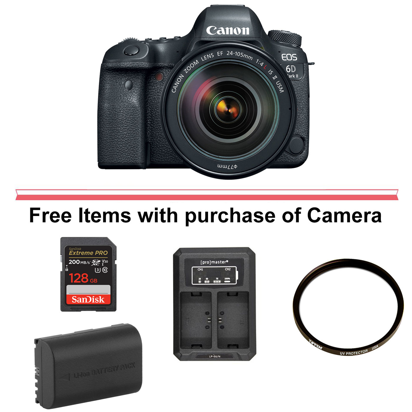 Canon EOS 6D Mark II DSLR Camera with 24-105mm Lens and Accessories Kit