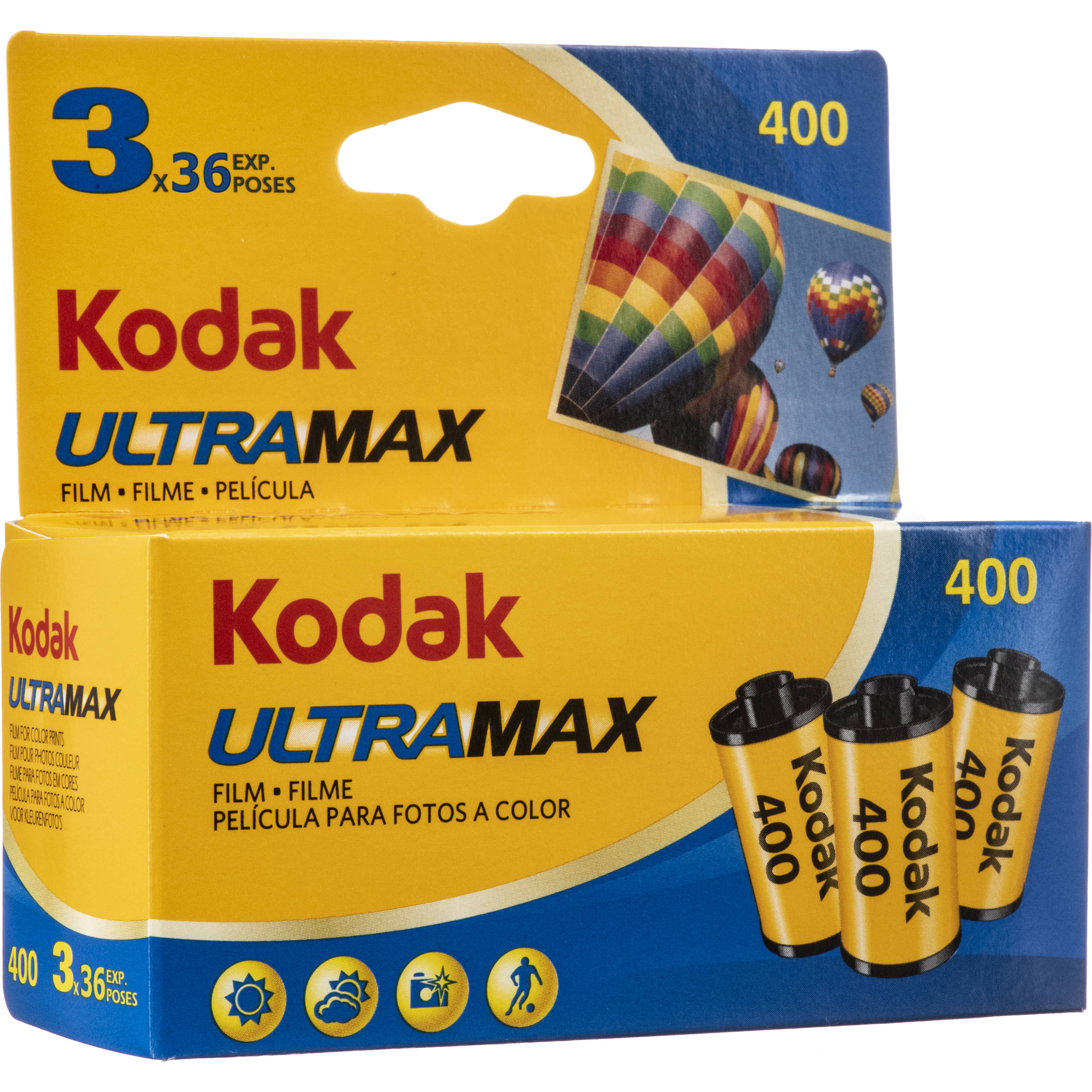 Two Packs of Kodak Ultramax 400 35mm Colour High-speed Film With 36 Photos  per Roll 72 Pictures in Total Brand-new Stock 