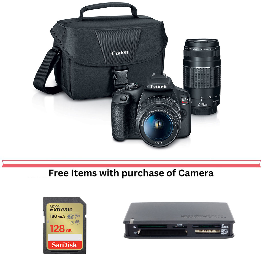 Canon EOS Rebel T7 - Double Zoom KIT - digital camera EF-S 18-55mm IS II  and EF 75-300mm III lenses - 2727C021 - Cameras 