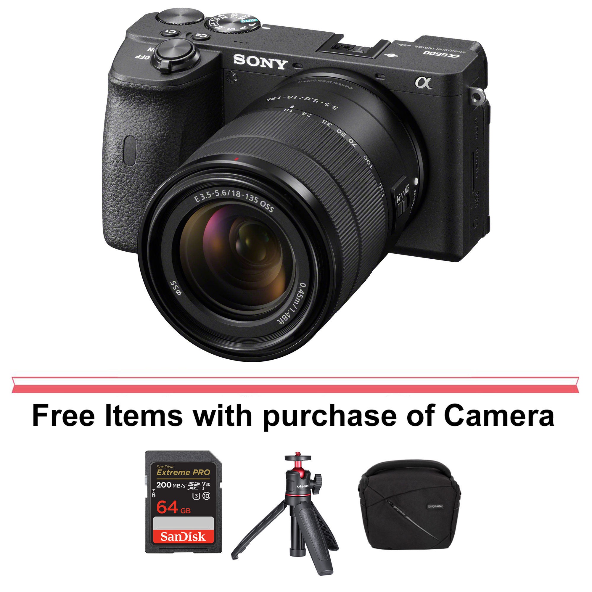 Sony Alpha 6600 Mirrorless 4K Video Camera with E 18-135mm Lens