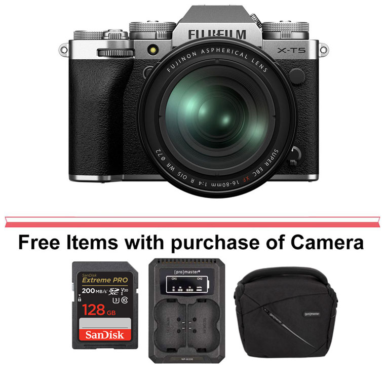 Fujifilm X-T5 Mirrorless Digital Camera with 16-80mm Lens (Silver)