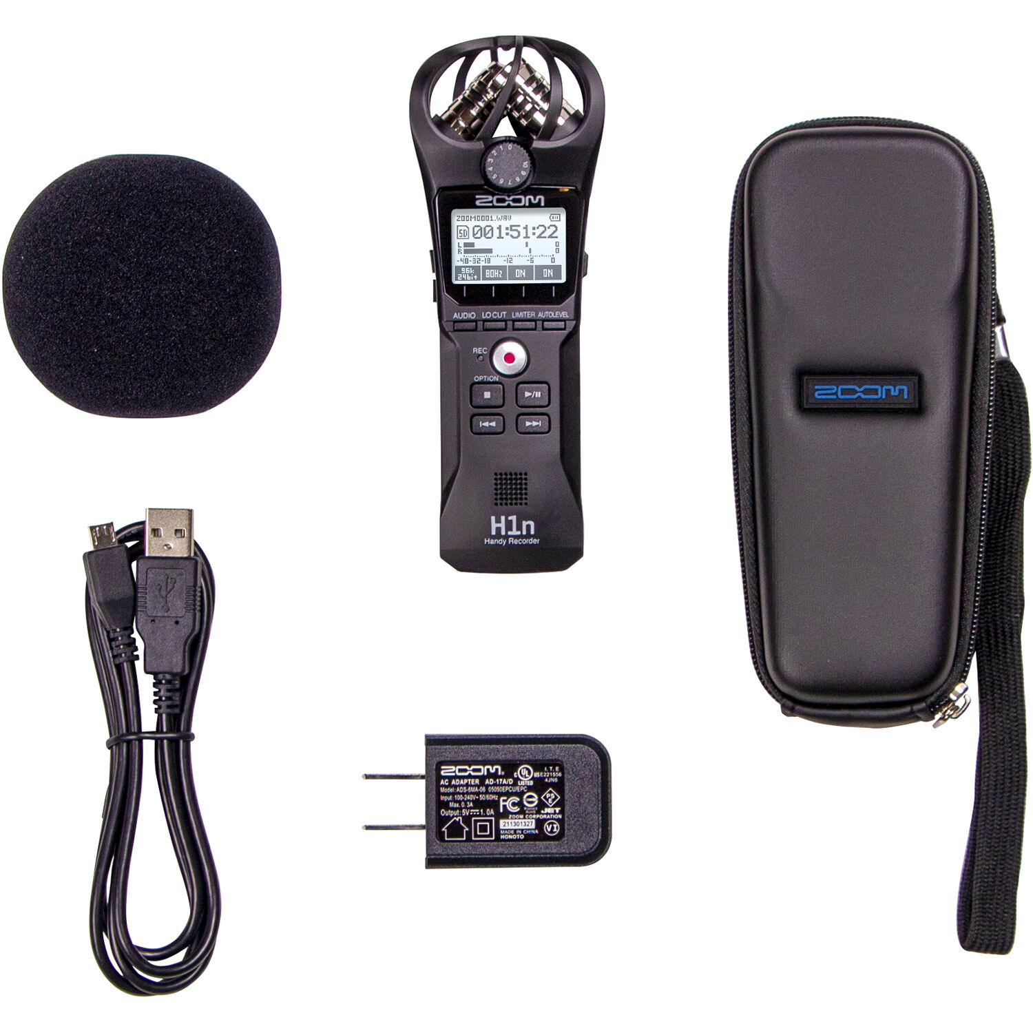 Zoom H1n-VP Portable Handy Recorder with Windscreen, AC Adapter