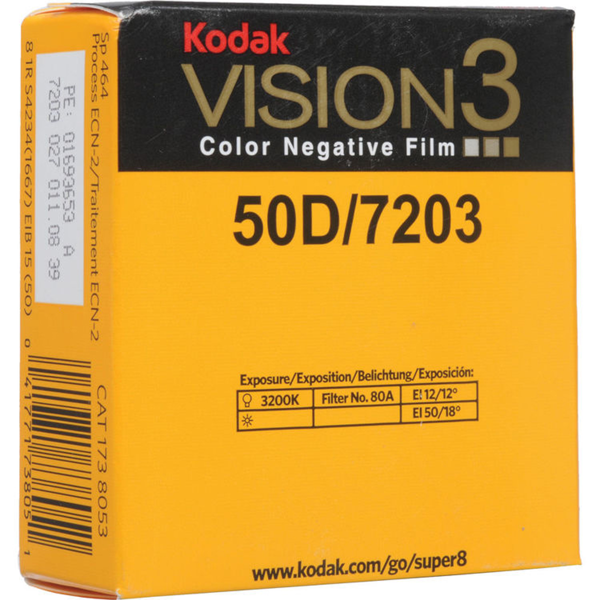 Kodak VISION3 50D/7203 Color Negative Film, SP464 Super 8