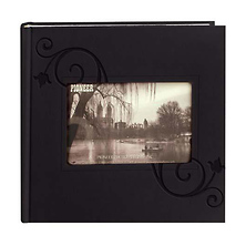 Embossed Leatherette Frame Photo Album, Leatherette Covers, Black Floral Image 0