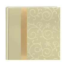 Embroidered Scroll Fabric Ribbon Photo Album, Ivory Image 0