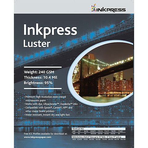 Photo Chrome RC Luster Inkjet Paper (5x7, 50 Sheets) Image 0