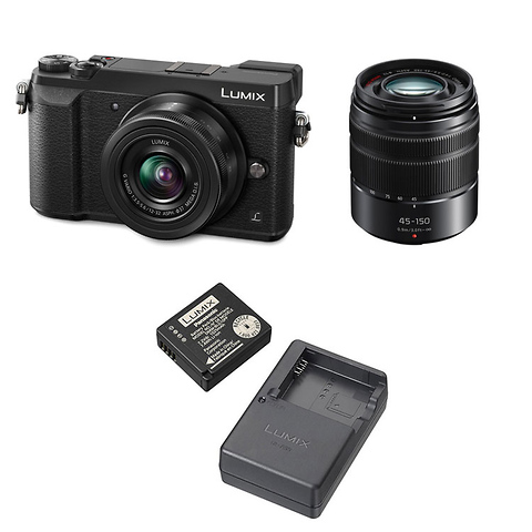 Lumix DMC-GX85 Mirrorless Micro Four Thirds Digital Camera with 12-32mm Lens, 45-150mm Lens Kit (Black), and DMW-ZSTRV Battery & Charger Travel Pack Image 0