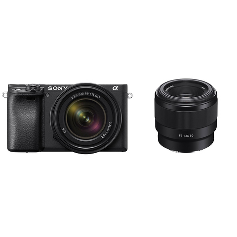 Alpha a6400 Mirrorless Digital Camera with 18-135mm Lens (Black) and FE 50mm f/1.8 Lens Image 0