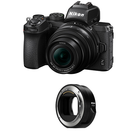 Z 50 Mirrorless Digital Camera with 16-50mm Lens and FTZ II Mount Adapter Image 0