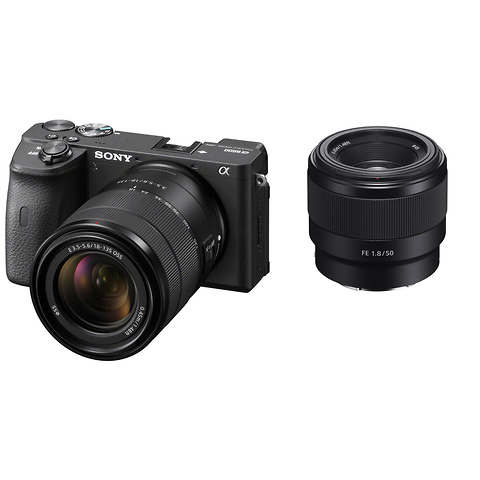 Alpha a6600 Mirrorless Digital Camera with 18-135mm Lens (Black) and FE 50mm f/1.8 Lens Image 0