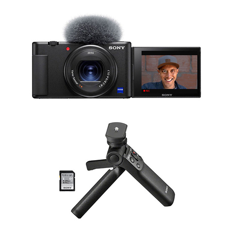 Sony Sony ZV-1 Compact 4K HD Camera - with Sony ACCVC1 Vlogger Accessory  Kit with Wireless Bluetooth Grip/Tripod (GP-VPT2 BT) and 64GB UHS-II SD  Card