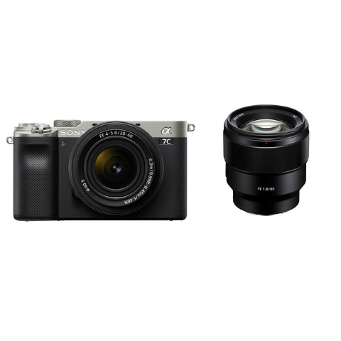 Alpha a7C Mirrorless Digital Camera with 28-60mm Lens (Silver) and FE 85mm f/1.8 Lens Image 0