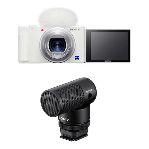 ZV-1 Digital Camera (White) with Sony Vlogging Microphone (ECM-G1) Image 0