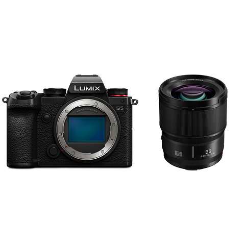 Lumix DC-S5 Mirrorless Digital Camera Body (Black) with Lumix S 85mm f/1.8 Lens Image 0