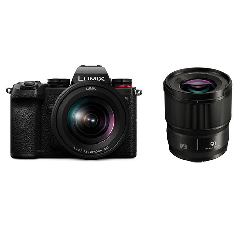 Lumix DC-S5 Mirrorless Digital Camera with 20-60mm Lens and Lumix S 50mm f/1.8 Lens Image 0