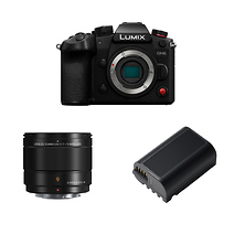 Lumix DC-GH6 Mirrorless Micro Four Thirds Digital Camera Black Body with 9mm f/1.7 Lens & DMW-BLK22 Battery Image 0