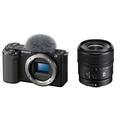Alpha ZV-E10 Mirrorless Digital Camera Body (Black) with Sony E 15mm f/1.4 G Lens Image 0