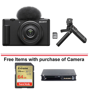 ZV-1F Vlogging Camera (Black) with Sony Vlogger's Accessory KIT (ACC-VC1)