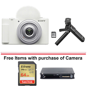 ZV-1F Vlogging Camera (White) with Sony Vlogger's Accessory KIT (ACC-VC1)