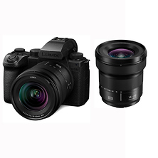 Lumix DC-S5 IIX Mirrorless Digital Camera with 20-60mm Lens (Black) and Lumix 14-28mm f/4-5.6 Macro Lens Image 0