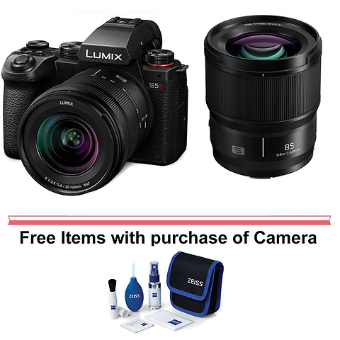 Lumix DC-S5 II Mirrorless Digital Camera with 20-60mm Lens (Black) and Lumix S 85mm f/1.8 Lens Image 0