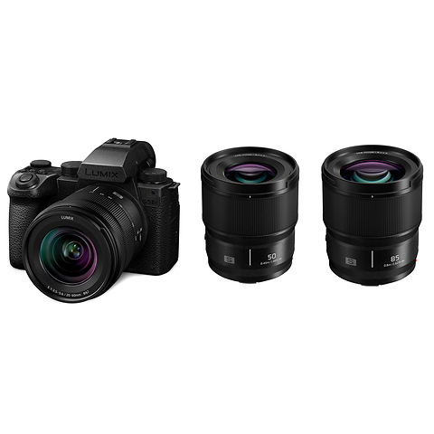 Lumix DC-S5 IIX Mirrorless Digital Camera with 20-60mm, 50mm Lenses (Black) and Lumix S 85mm f/1.8 Lens Image 0