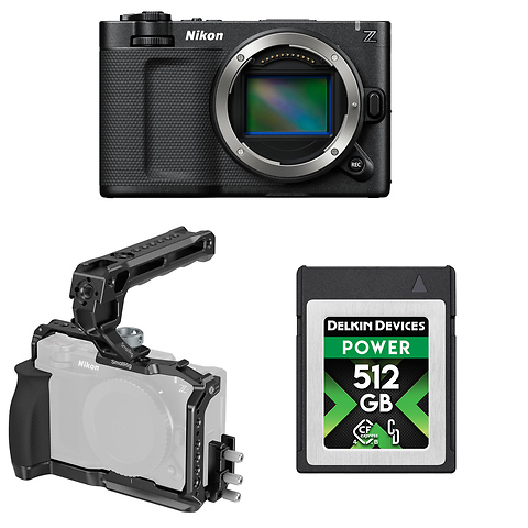 ZR 6K Cinema Camera with SmallRig Cage, and Delkin Devices 512GB POWER 4.0 CFexpress Type B Memory Card Image 0
