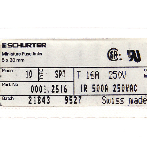 Schurter SPT 5x20mm Series Fuses - 10 pack Image 1