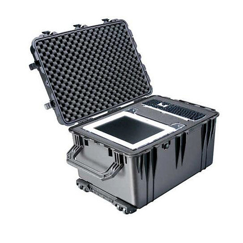 1660 Watertight Jumbo Hard Case with Foam Inserts and Wheels - Black Image 1