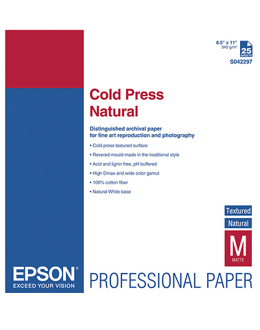 Epson Cold Press Bright Textured Matte Paper 8.5 x 11in (25