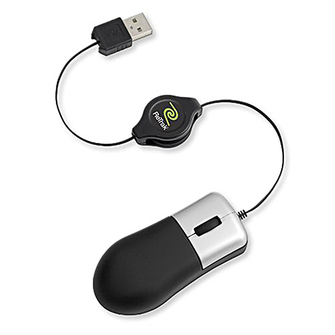 Retractable Optical Mini Mouse Silver/Black Image 1