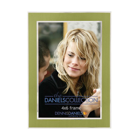 4X6 In. Shiny Silver W/Green Inlay Photo Frame Image 0