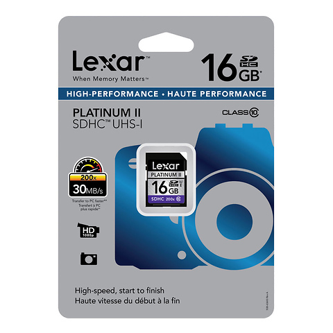 16GB SDHC Platinum II UHS-I Class 10 Memory Card - FREE GIFT with Qualifying Purchase Image 1