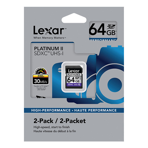 64GB SDXC Platinum II 200x Class 10 UHS-I Memory Card (2-Pack) Image 1