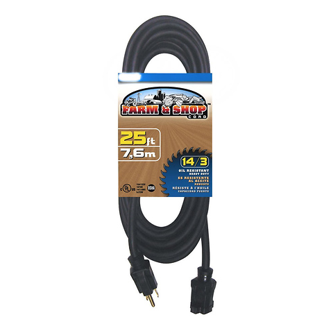 Farm & Shop Extension Cord 25ft. 14/3 (Black) Image 0