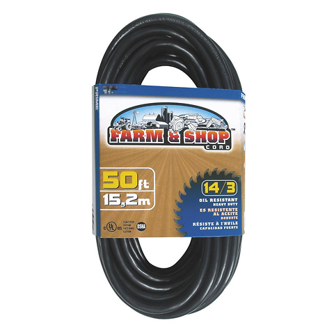 Farm & Shop Extension Cord 50ft. 14/3 (Black) Image 0