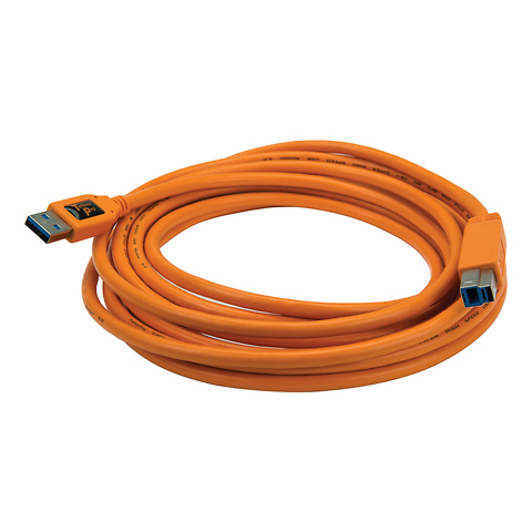 TetherPro Super Speed 3.0 USB-A Male to USB-B Male 15' Orange Cable Image 0