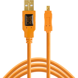 15 ft. TetherPro USB 2.0 Type-A Male to Mini-B Male Cable (Orange)