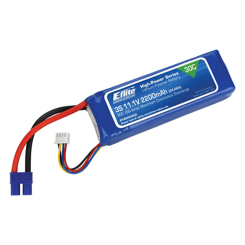E-flite 2200mAh 3S 11.1V 30C Li-Po 13AWG EC3 Battery Image 0