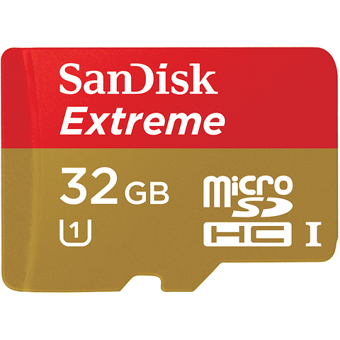 32GB Extreme UHS-I U1 microSDHC Memory Card (Class 10) with microSD Adapter - FREE with Qualifying Purchase Image 0