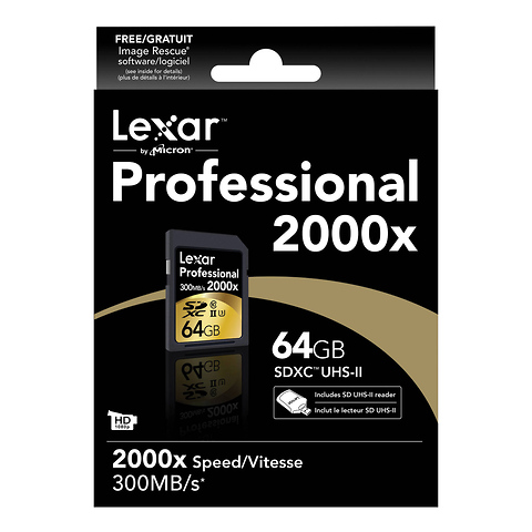 64GB Professional 2000x UHS-II SDXC Memory Card with Reader Image 1