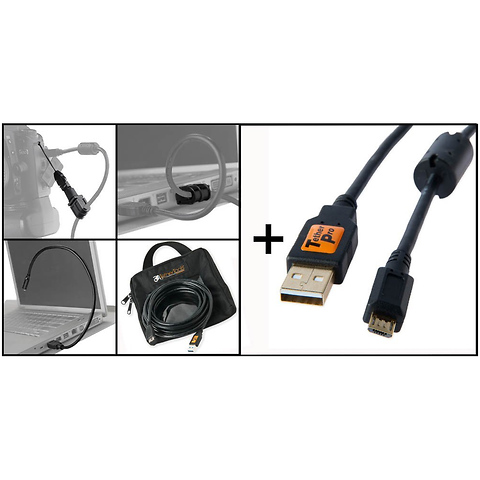Starter Tethering Kit with Black USB 2.0 Micro-B 5 Pin Cable 15' Image 0